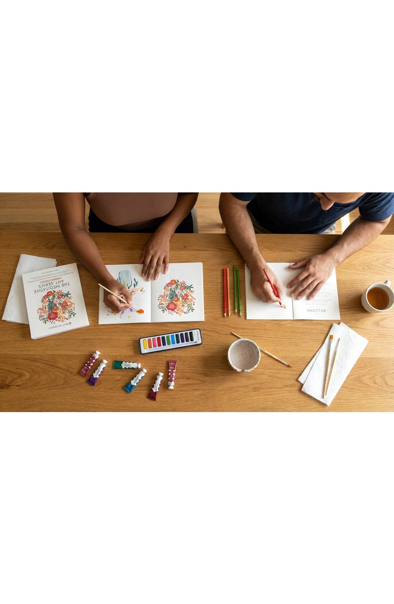 Breathe People Meditative Art Workbook, 16 Pages of Guided Creative Ritual, Alternate, color, White