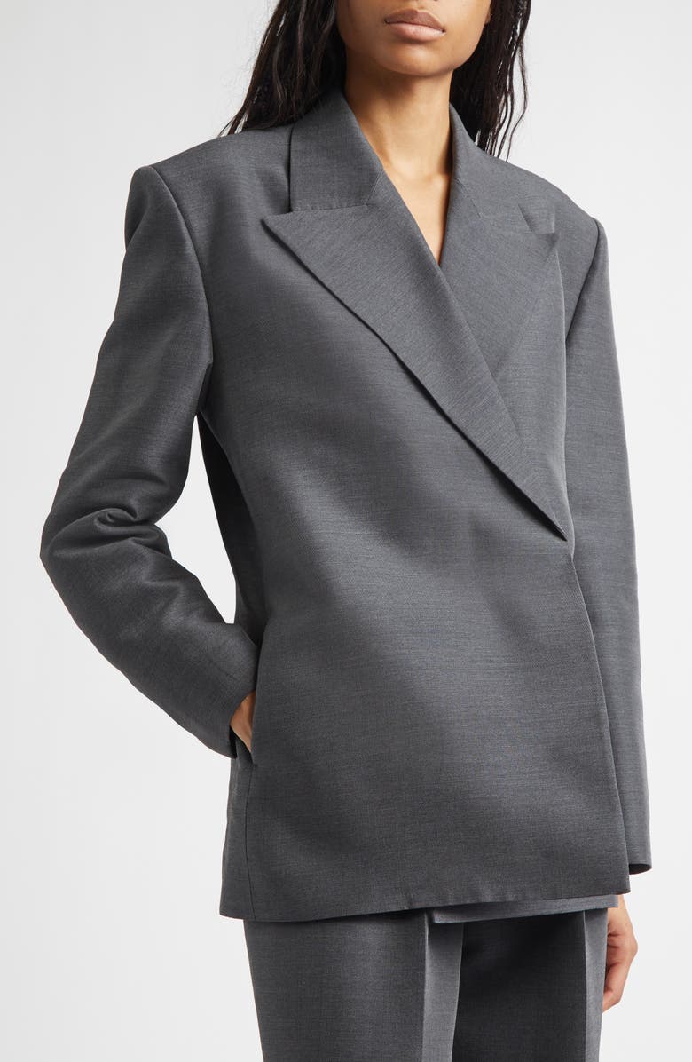 GIA STUDIOS Momento Wool & Silk Blazer, Alternate, color, Charcoal