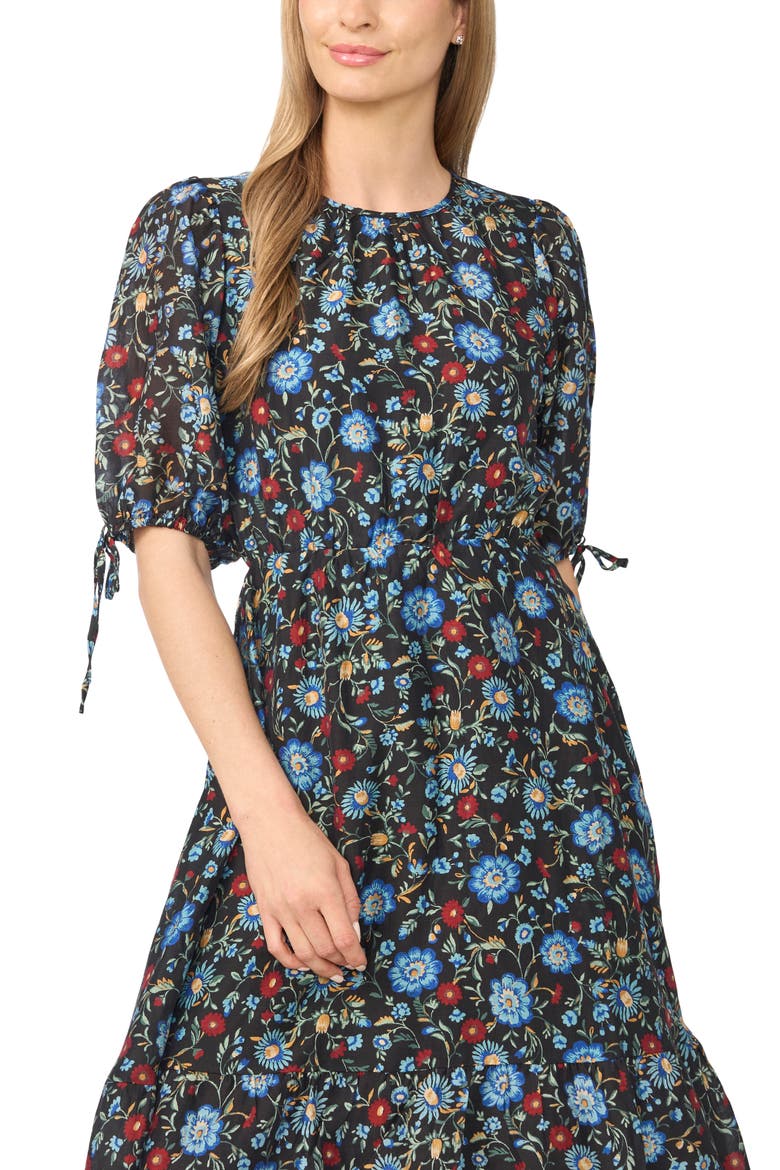Puff Sleeve Maxi Dress, Alternate, color, RICH BLACK