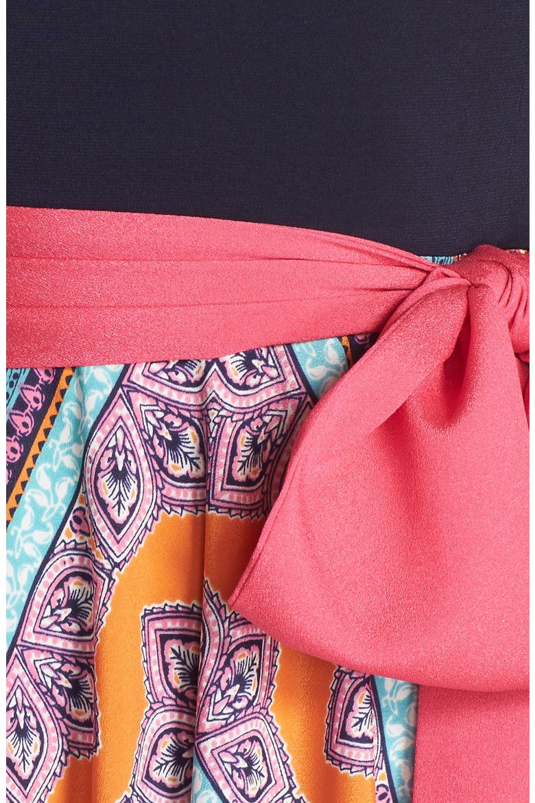 Scarf Print Jersey & Crêpe de Chine Maxi Dress, Alternate, color, PINK