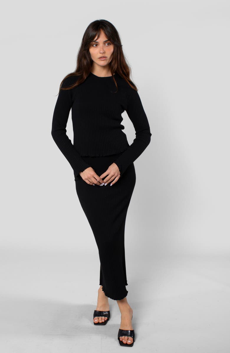 LEISURE LAB Cotton Rib Long Sleeve, Alternate, color, Black
