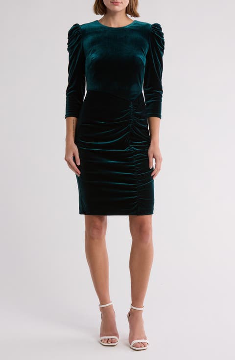 Ruched Velvet Bodycon Dress