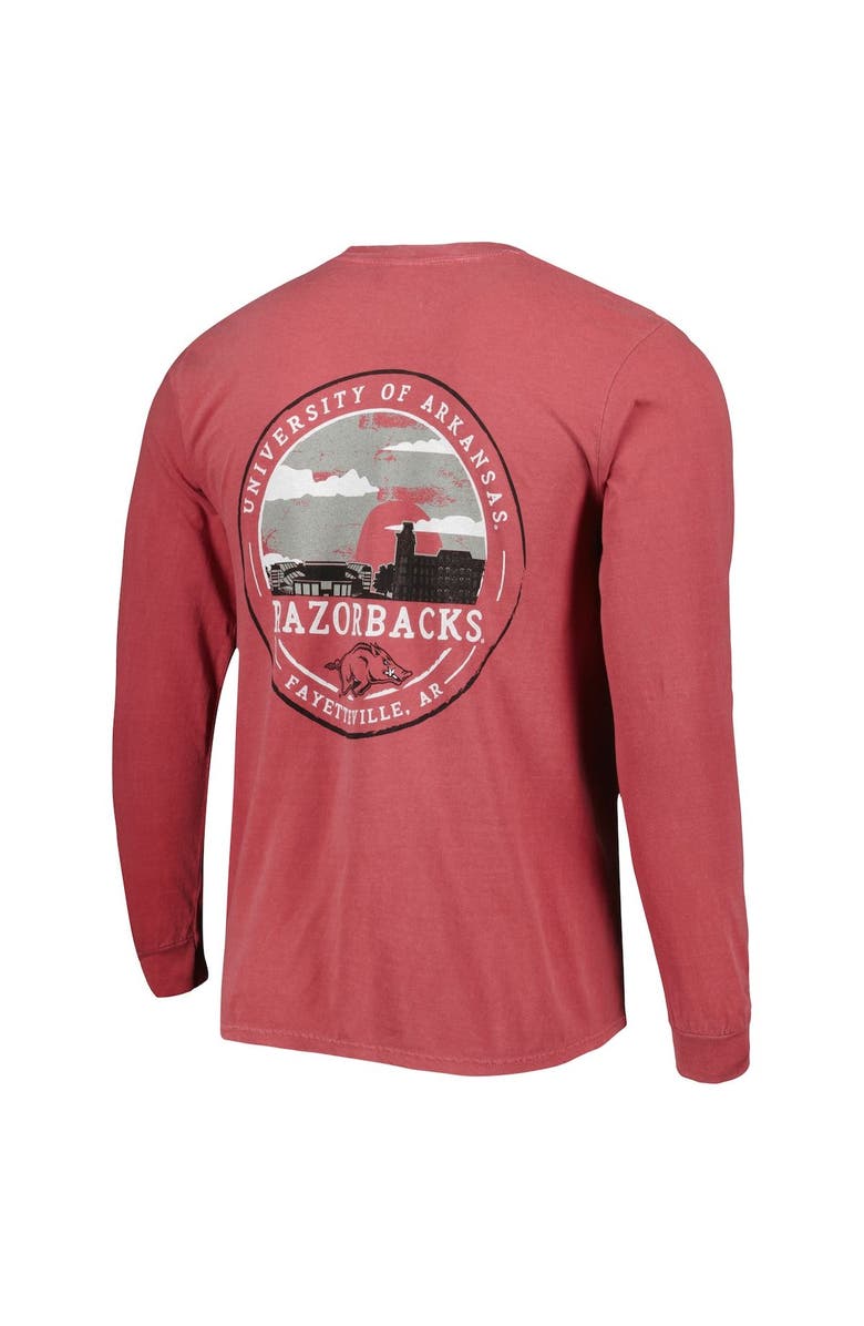 IMAGE ONE Men's Cardinal Arkansas Razorbacks Circle Campus Scene Long Sleeve T-Shirt, Alternate, color, Cardinal