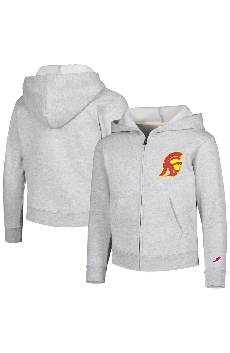 LEAGUE COLLEGIATE WEAR Youth League Collegiate Wear Heather Gray USC Trojans Full-Zip Hoodie, Main, color, 