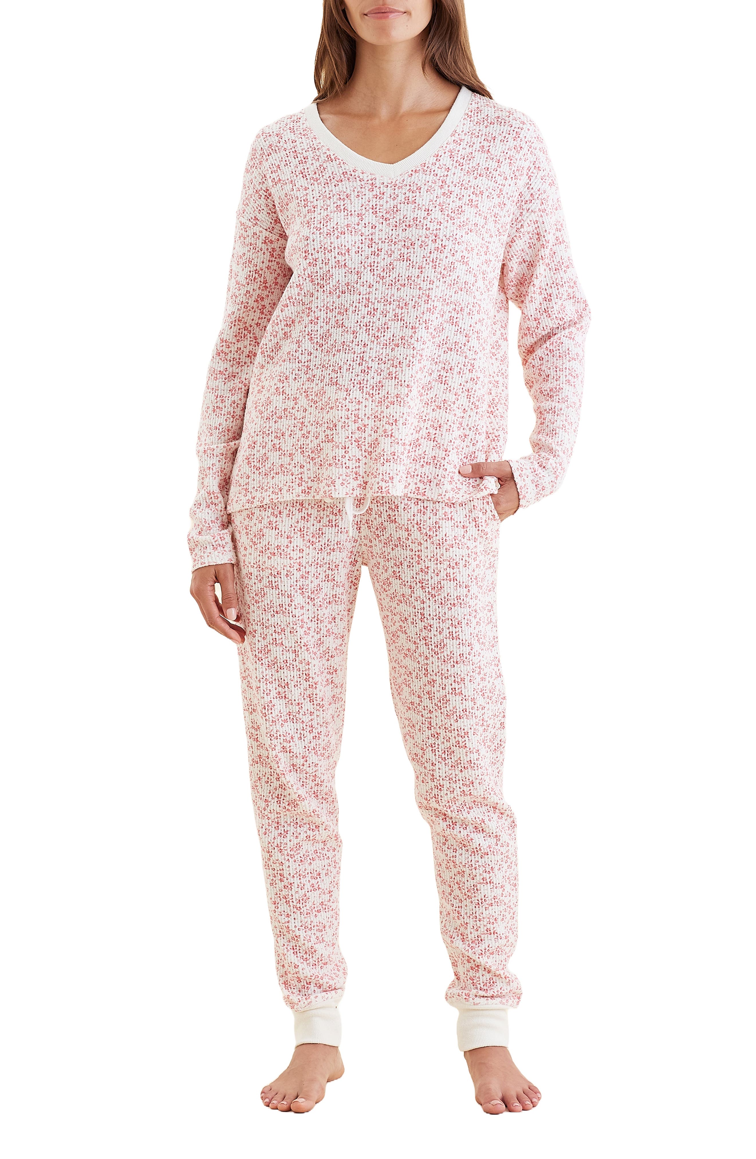 Papinelle Waffle Knit Pajamas in Strawberry Ditsy 