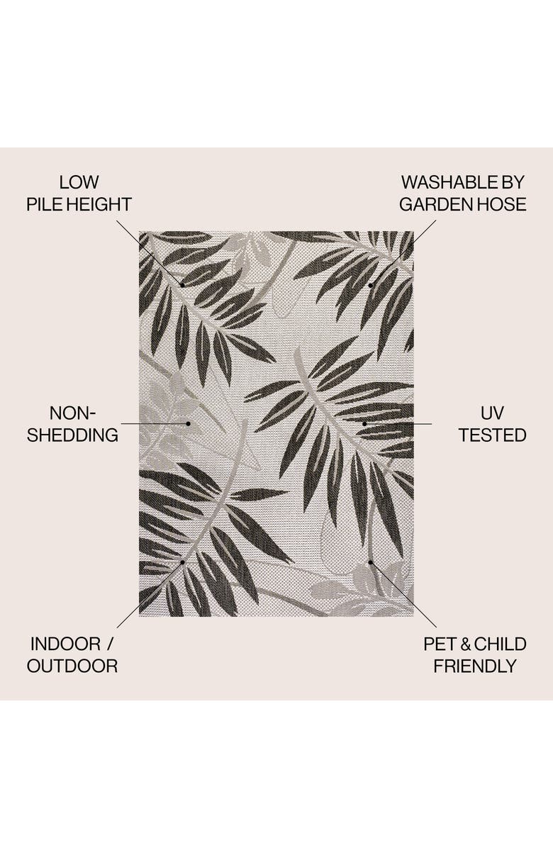 JONATHAN Y Havana Tropical Palm Leaf Indoor/Outdoor Area Rug, Alternate, color, Gray/Black