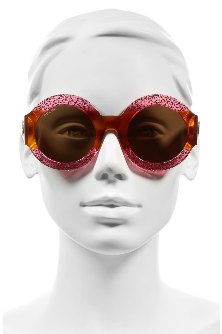 51mm Round Sunglasses, Alternate, color, FUSCHIA/ BROWN