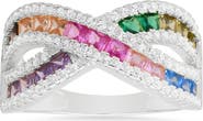 Queen Jewels Multicolor Cubic Zirconia Crossover Band Ring