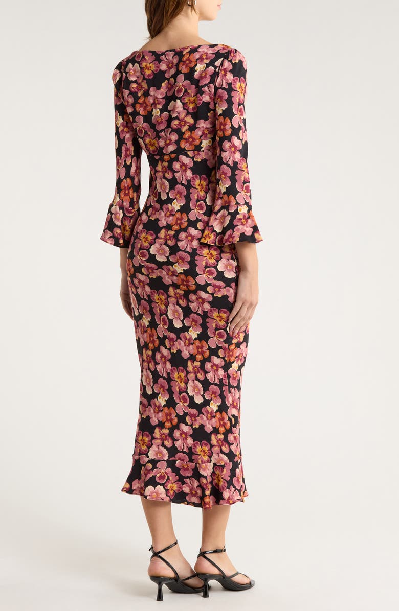 Reformation Kiley Floral Print Midi Dress, Alternate, color, Pansy
