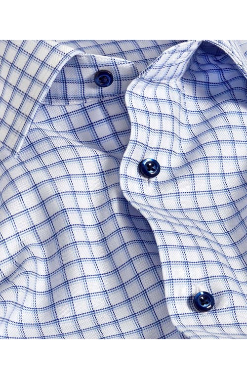 David Donahue Trim Fit Shadow Check Cotton Dobby Dress Shirt In Blue