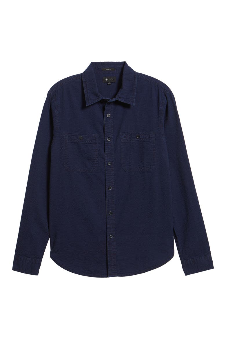 Mason Cotton Seersucker Button-Up Shirt, Alternate, color, ISLAND NIGHT
