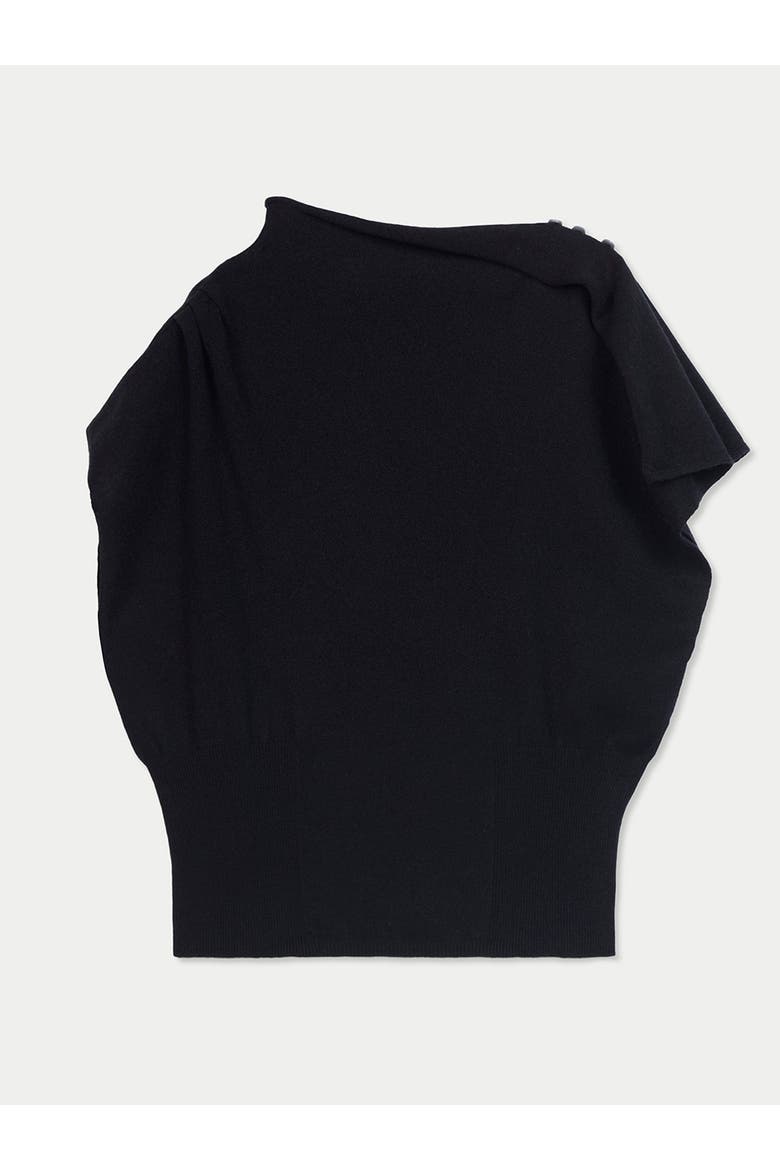 Cashmere Asymmetrical Top, Alternate, color, black