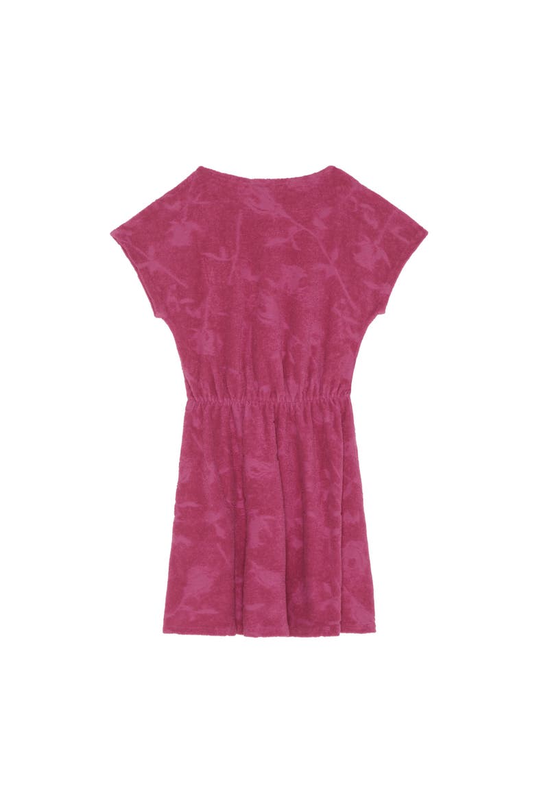 Girls Terry Jacquard Dress Roses, Alternate, color, Crimson Purple