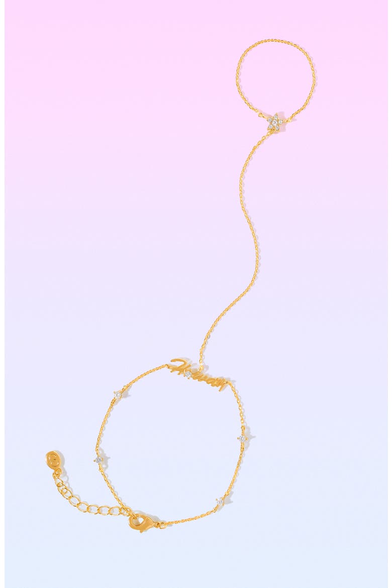 Howdy Partner 18k Gold Plated Cubic Zirconia Hand Chain, Alternate, color, GOLD