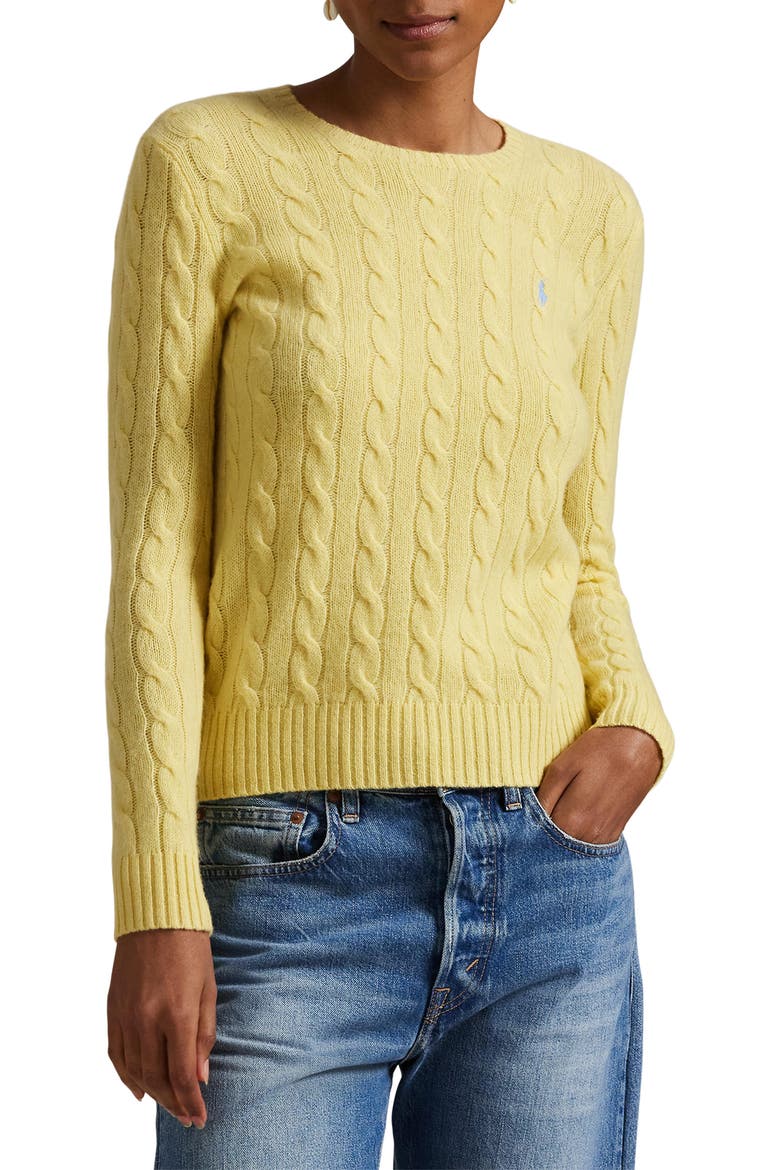 Cable Stitch Wool & Cashmere Sweater, Main, color, FALL YELLOW