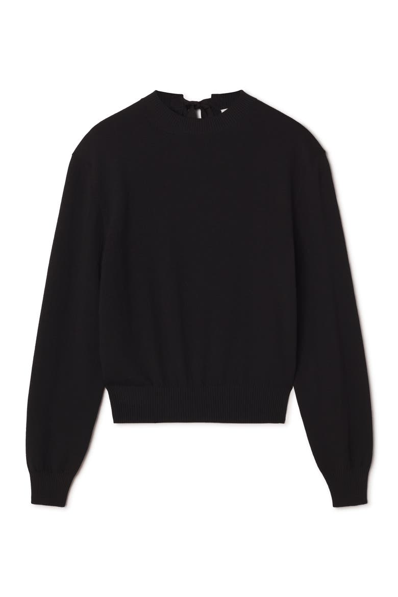 Merino Sweater With Grosgrain Detail, Alternate, color, Black