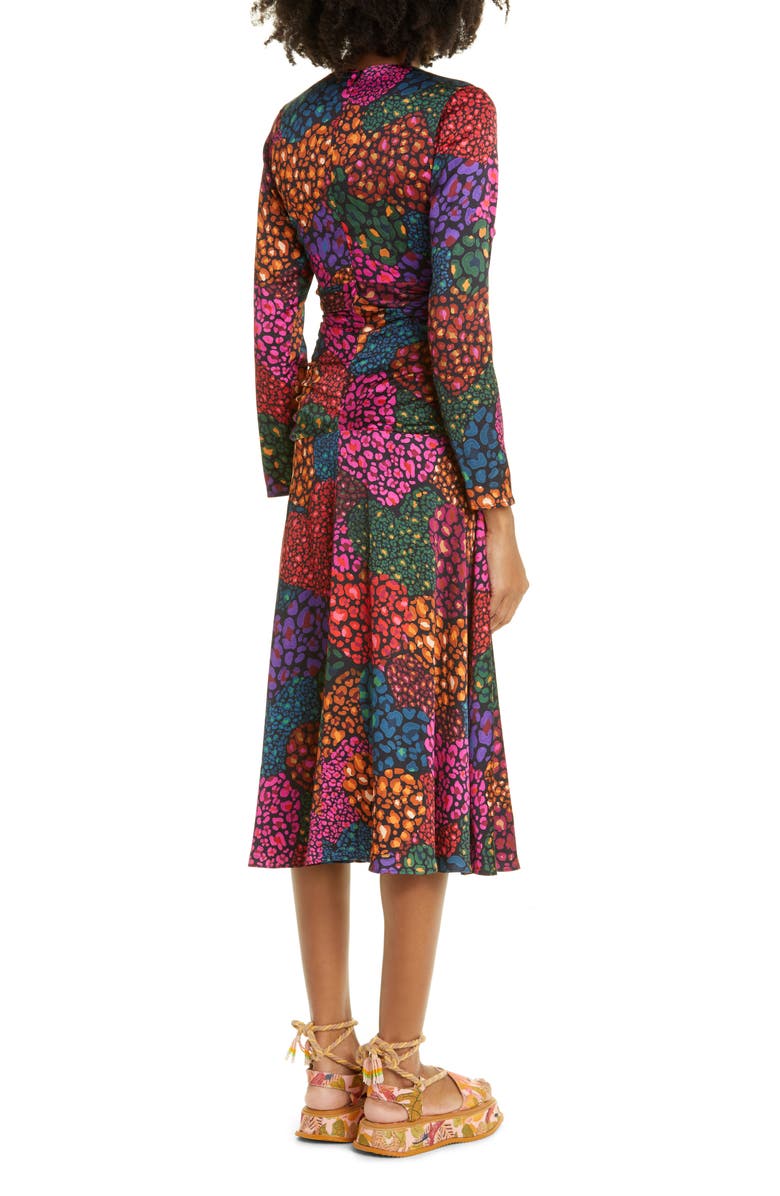 FARM Rio Rainbow Hearts Ruched Long Sleeve Midi Dress, Alternate, color,