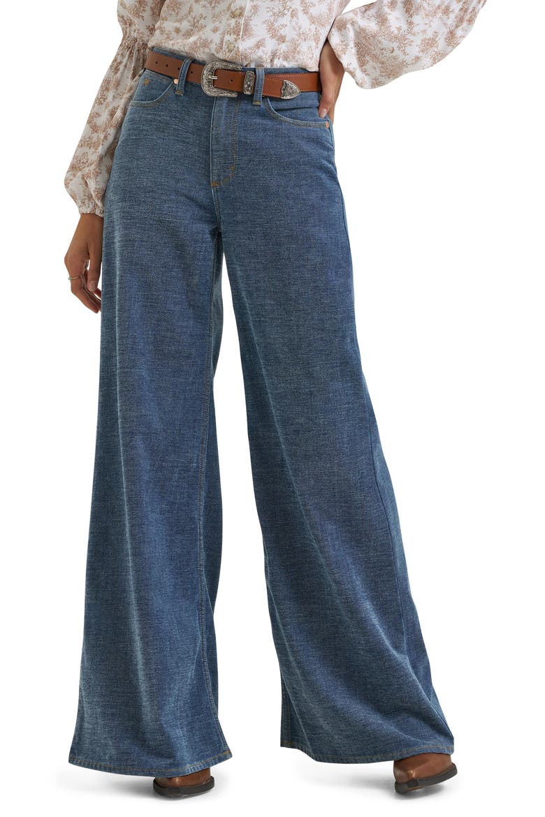 Western High Waist Wide Leg Jeans, Main, color, INDIGO CHENILLE