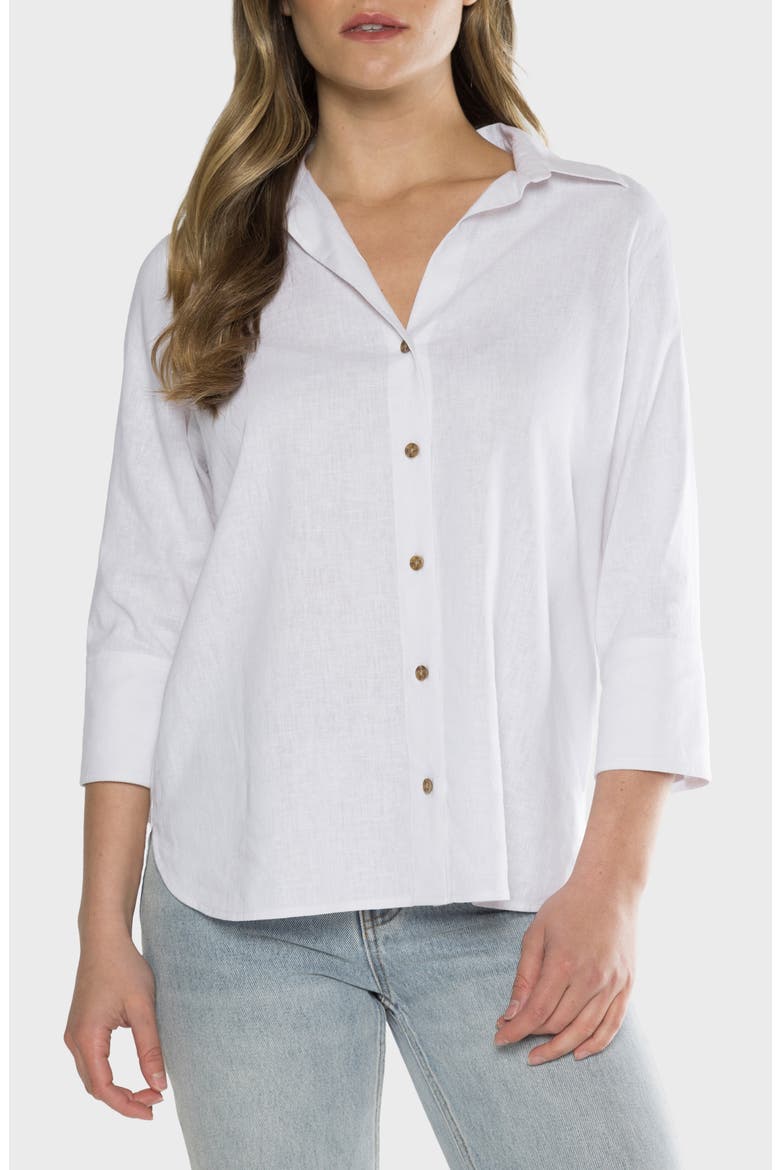 Chrystie Linen Blend Button-Up Shirt, Main, color, VELLUM