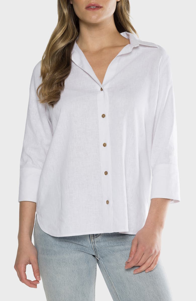 matty m. Chrystie Linen Blend Button-Up Shirt, Main, color, 