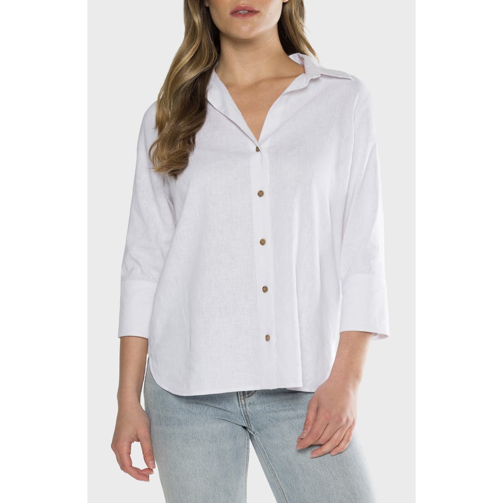 Matty M . Chrystie Linen Blend Button-up Shirt In White