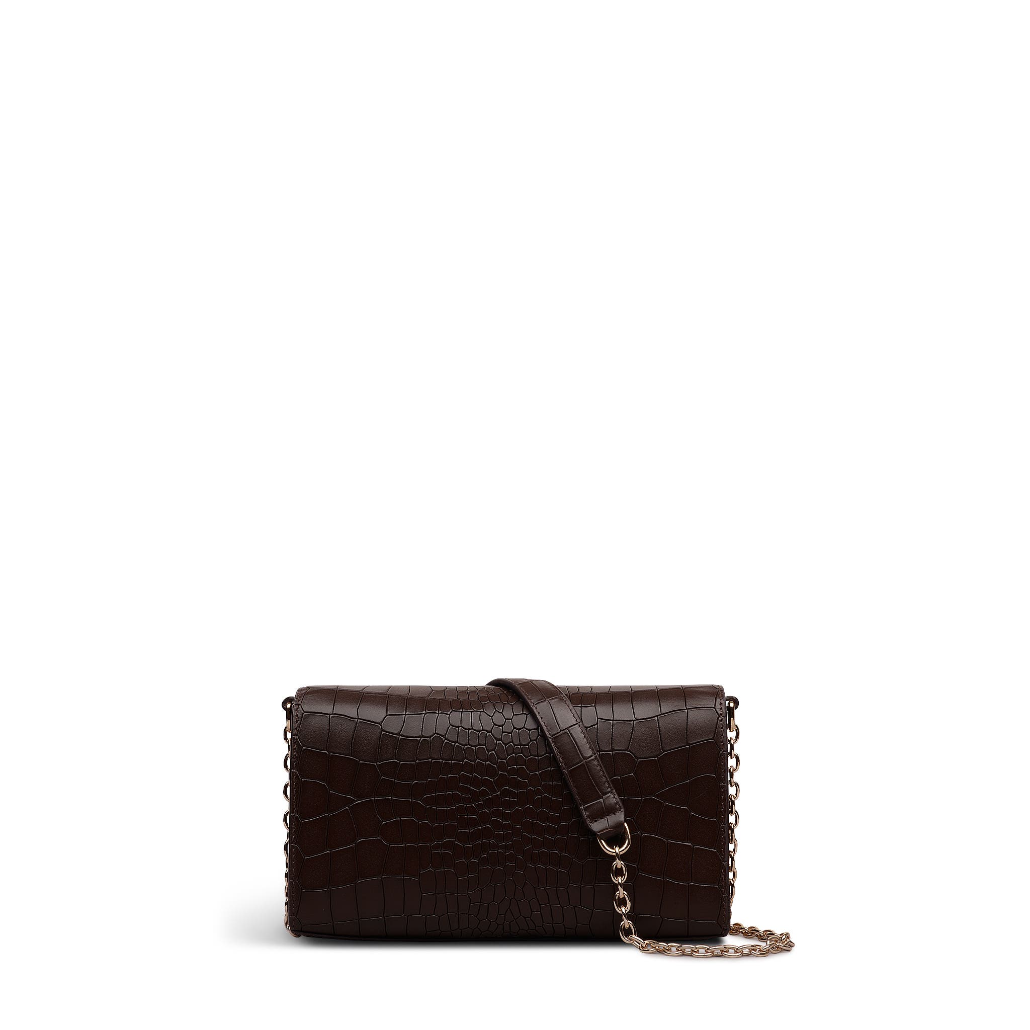 Radley The Rathbone - Faux Croc Micro Flapover Crossbody Bag, Alternate, color, Dark Oak