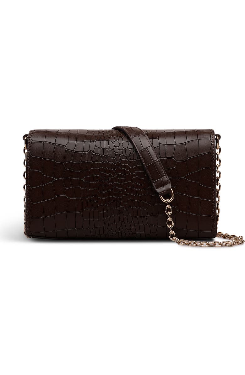 Radley The Rathbone - Faux Croc Micro Flapover Crossbody Bag, Alternate, color, Dark Oak