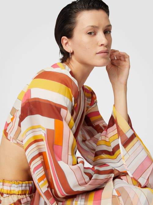 Missoni Printed Silk Crop Top With Wide Sleeves And Front Knot In Multicoloured