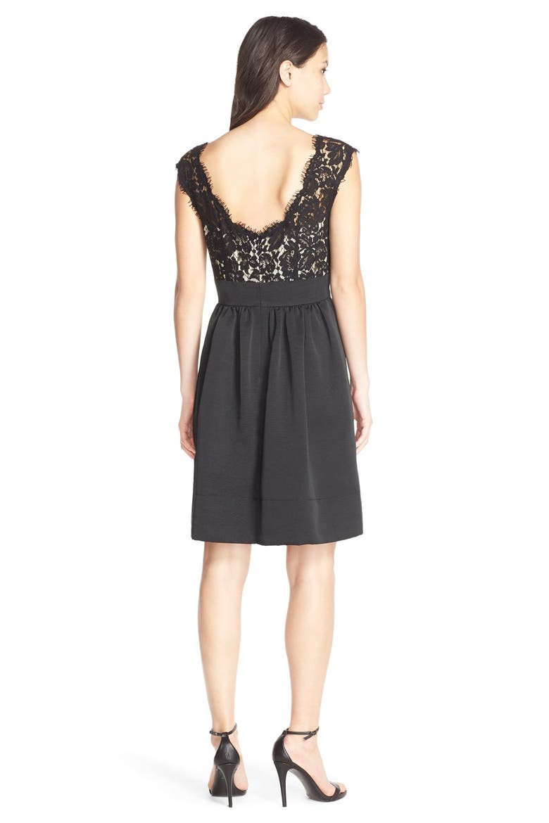 Lace & Faille Dress, Alternate, color, BLACK