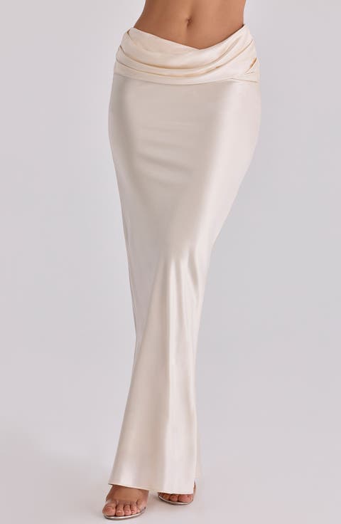 Beau Satin Drape Maxi Skirt