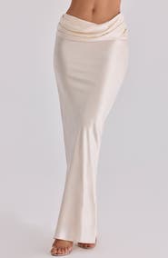 HOUSE OF CB Beau Satin Drape Maxi Skirt
