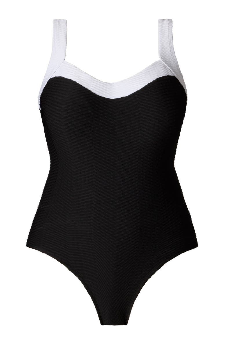 Longitude Sweetheart Inset Tank Long Torso One-Piece Swimsuit, Alternate, color, Texture Luxe