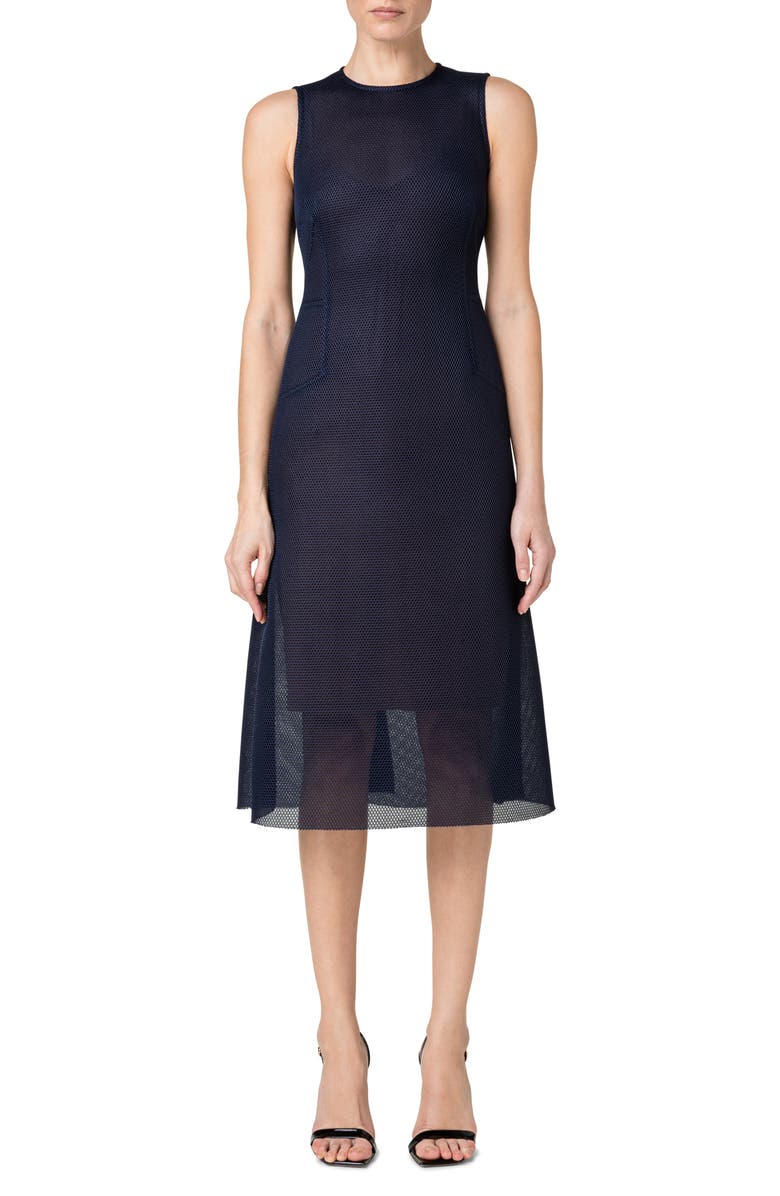 Akris Techno Grid Sleeveless Dress, Main, color, 079-Navy