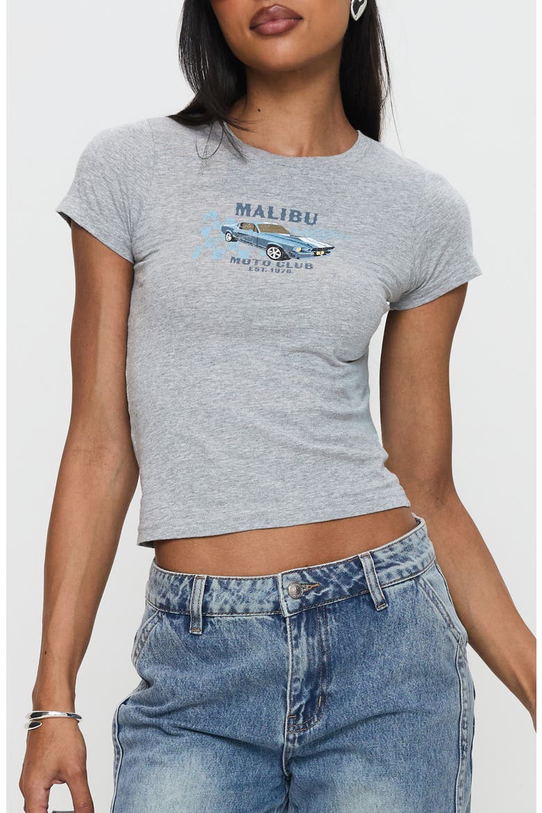 Malibu Moto Club Crop Graphic T-Shirt, Main, color, GREY
