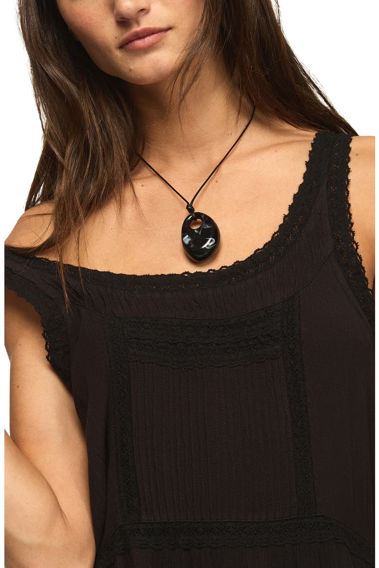 Lace & Embroidery Sleeveless Minidress, Alternate, color, RAVEN