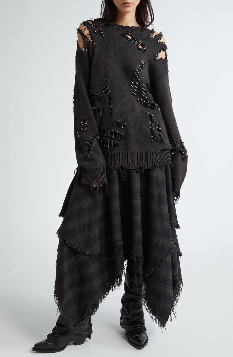 R13 Slashed Cotton Sweater, Alternate, color, 