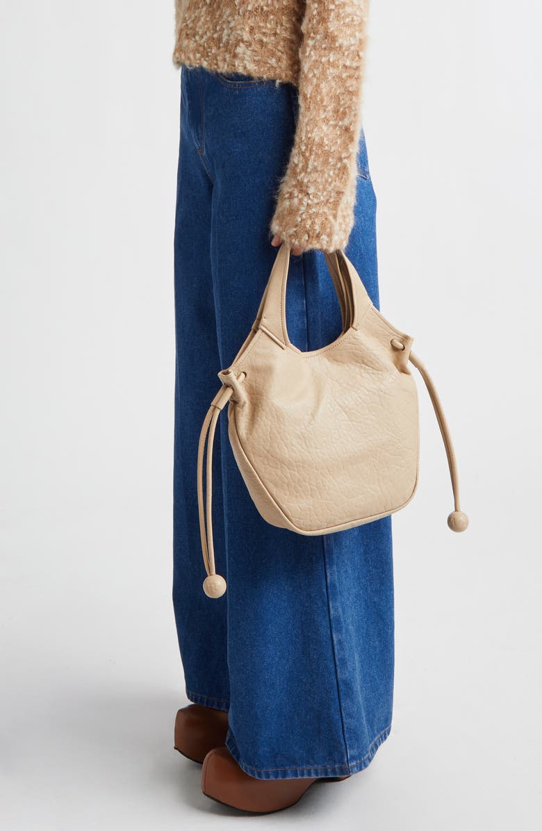 Marni Small Trunkaroo Leather Tote, Alternate, color, Dune