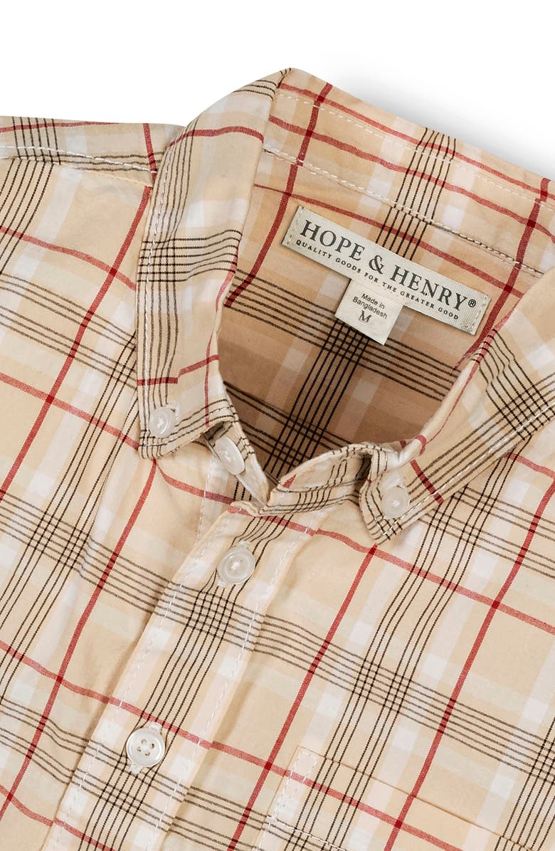 Hope & Henry Kids' Organic Long Sleeve Stretch Poplin Shirt, Alternate, color, Fireside Plaid