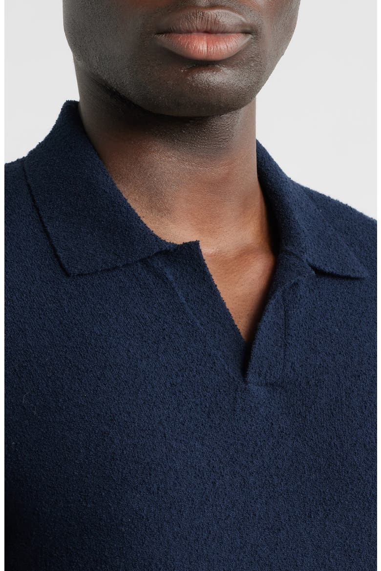Johnny Collar Short Sleeve Bouclé Sweater Polo, Alternate, color, NAVY SAPPHIRE