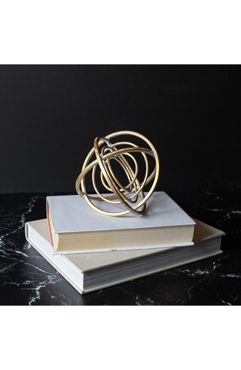 Foreside Home and Garden Multiple Ring Decorative Orb Brass Metal, Alternate, color, Gold