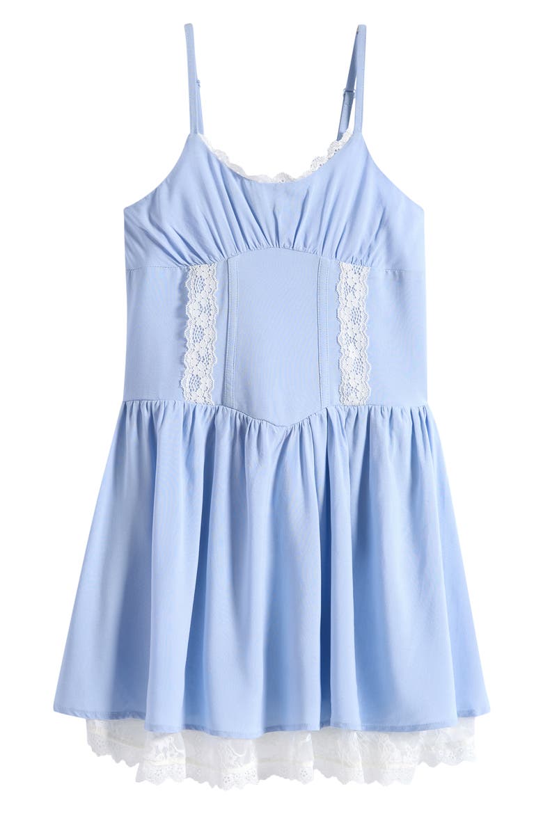 Kids' Lace Trim Dress, Main, color, BLUE