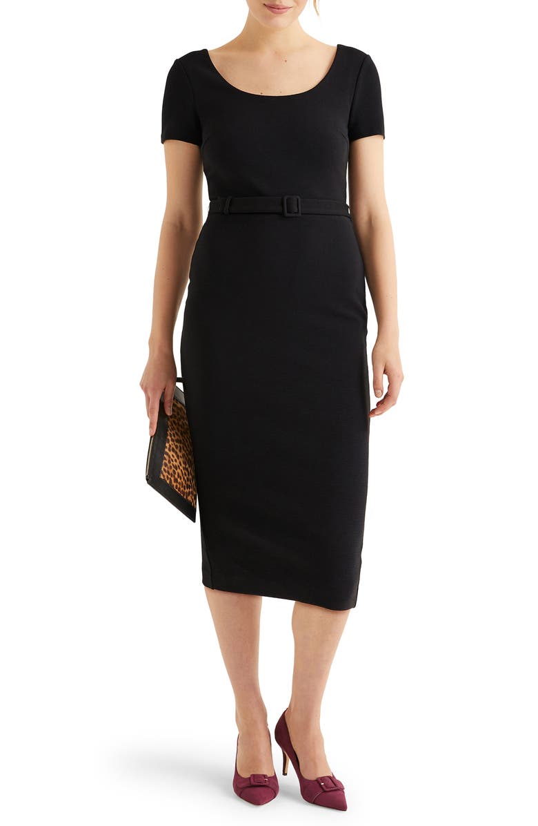 Boden Tilly Ottoman Belted Sheath Dress, Main, color, 