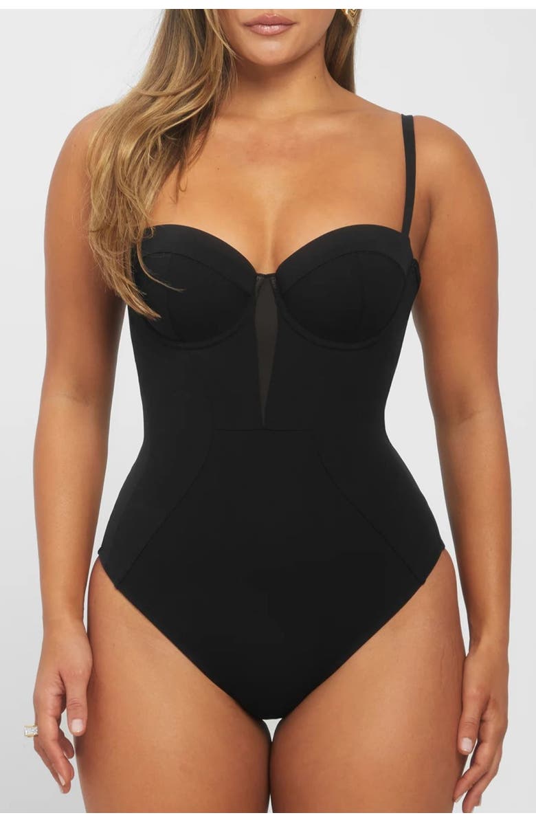 TA3 Mega Sculpting Push-Up One Piece Swimsuit, Main, color, Black