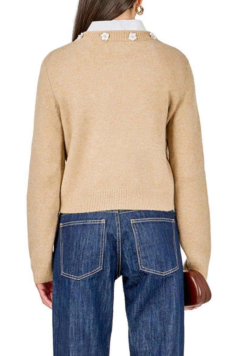 Floral Button Cardigan, Alternate, color, TAN