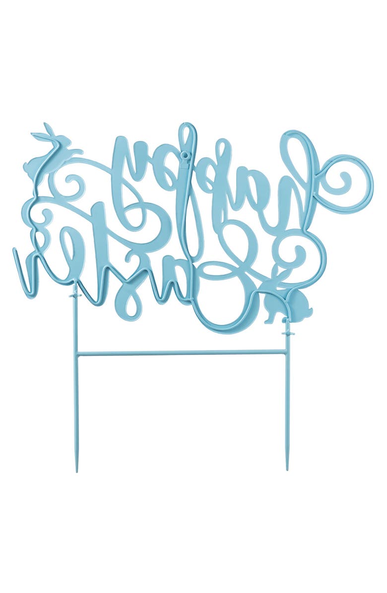 Glitzhome 24"L Metal Blue Happy Easter Yard Stake, Alternate, color, Blue