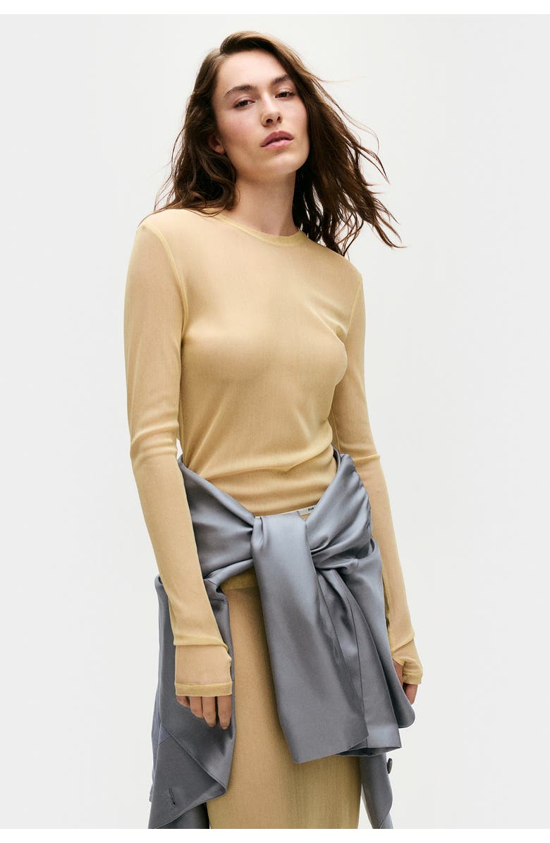 SILK LAUNDRY MESH LONG SLEEVE TOP SHELL, Main, color, 