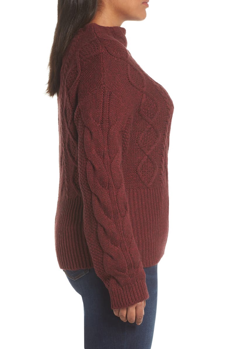 Vince Camuto Cotton Blend Cable Knit Sweater, Alternate, color, 