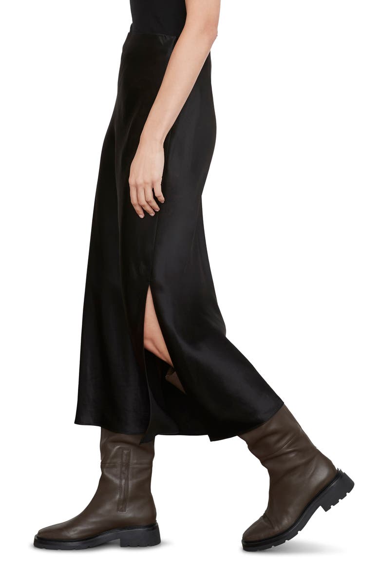 Side Slit Matte Satin Slip Skirt, Alternate, color, 001BLK-BLACK