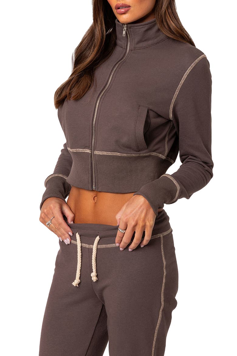 Alexia Crop Sweatshirt, Alternate, color, BROWN
