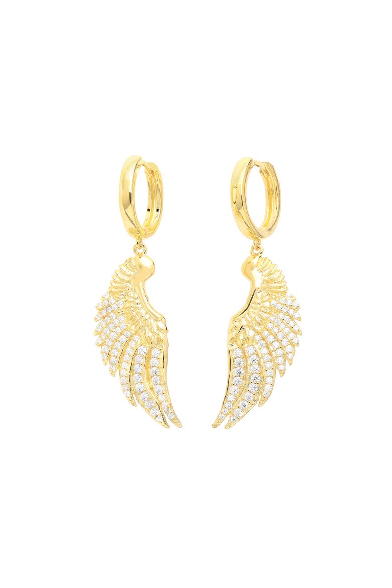Angel Wing Pave Earrings, Main, color, Gold